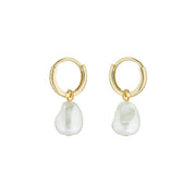 ted baker periaa pearly chain huggie earring gold tone, pearl