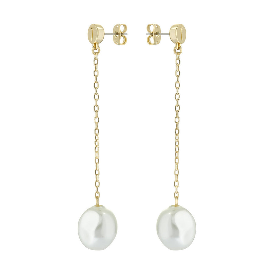 ted baker periee pearly chain drop earring gold tone, pearl