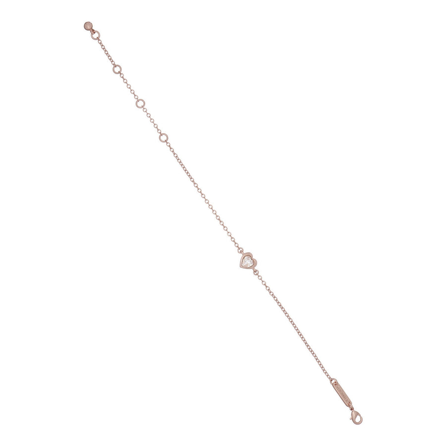 ted baker hansa: crystal heart bracelet rose gold & clear crystal