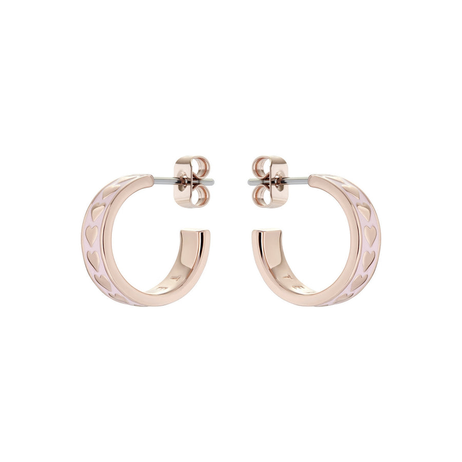 ted baker emrie: enamel heart hoop rose gold light pink earring