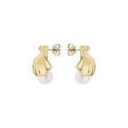 ted baker caliien: clam shell gold tone pearl stud earring