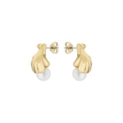 ted baker caliien: clam shell gold tone pearl stud earring