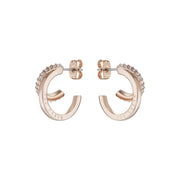 helias: crystal double hoop crystal earring rose gold tone, clear crystal