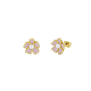 ted baker peti: painted flower stud earrings gold tone, light pink & pearl