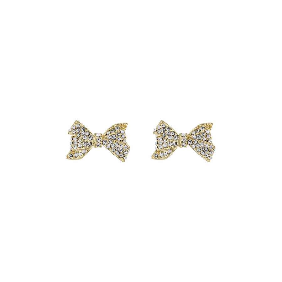 ted baker barseta: crystal bow stud earrings gold tone, clear crystal