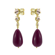 pearsti: statement crystal bead drop earrings gold tone plum golden crystal