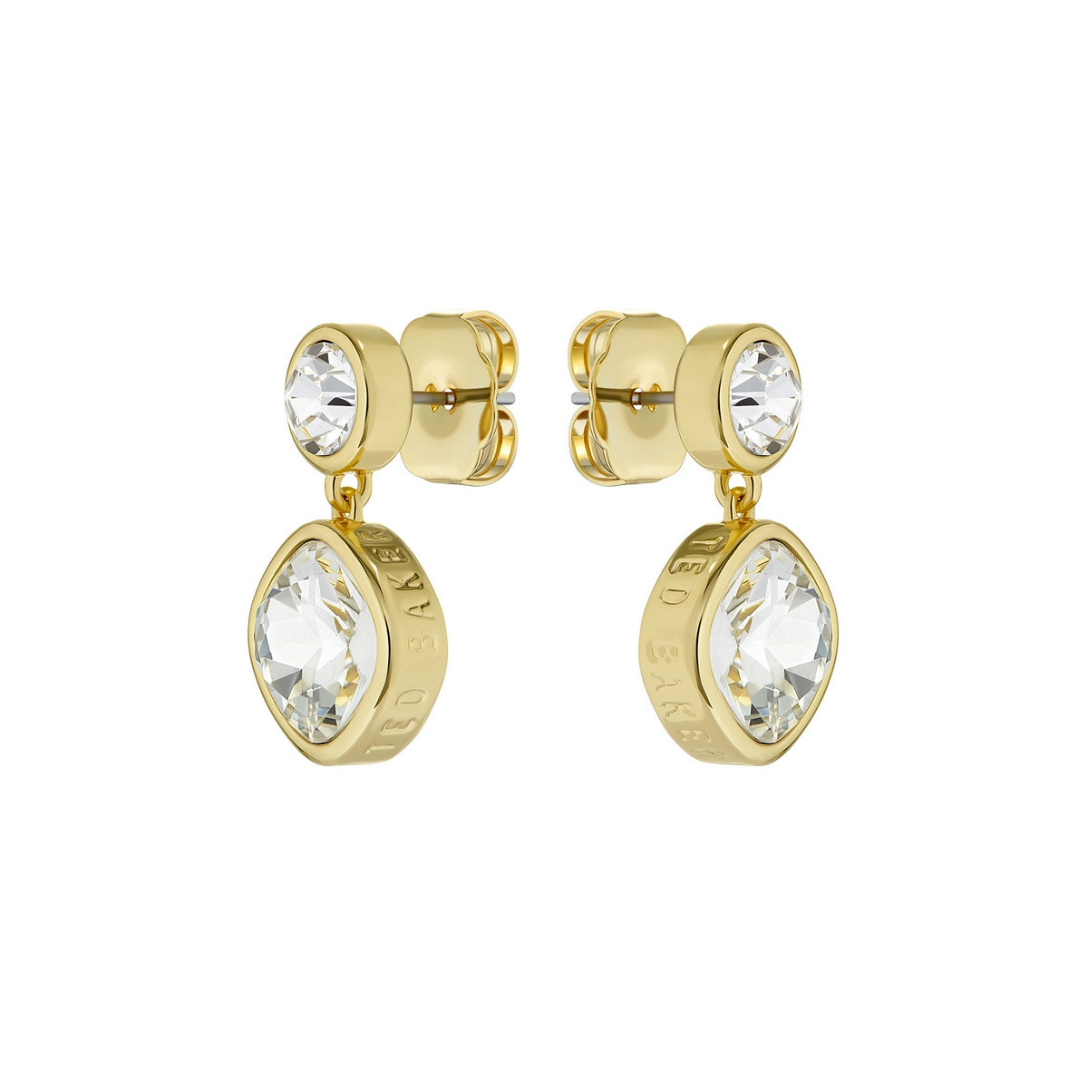 ted baker craset: crystal drop earrings gold tone, clear crystal