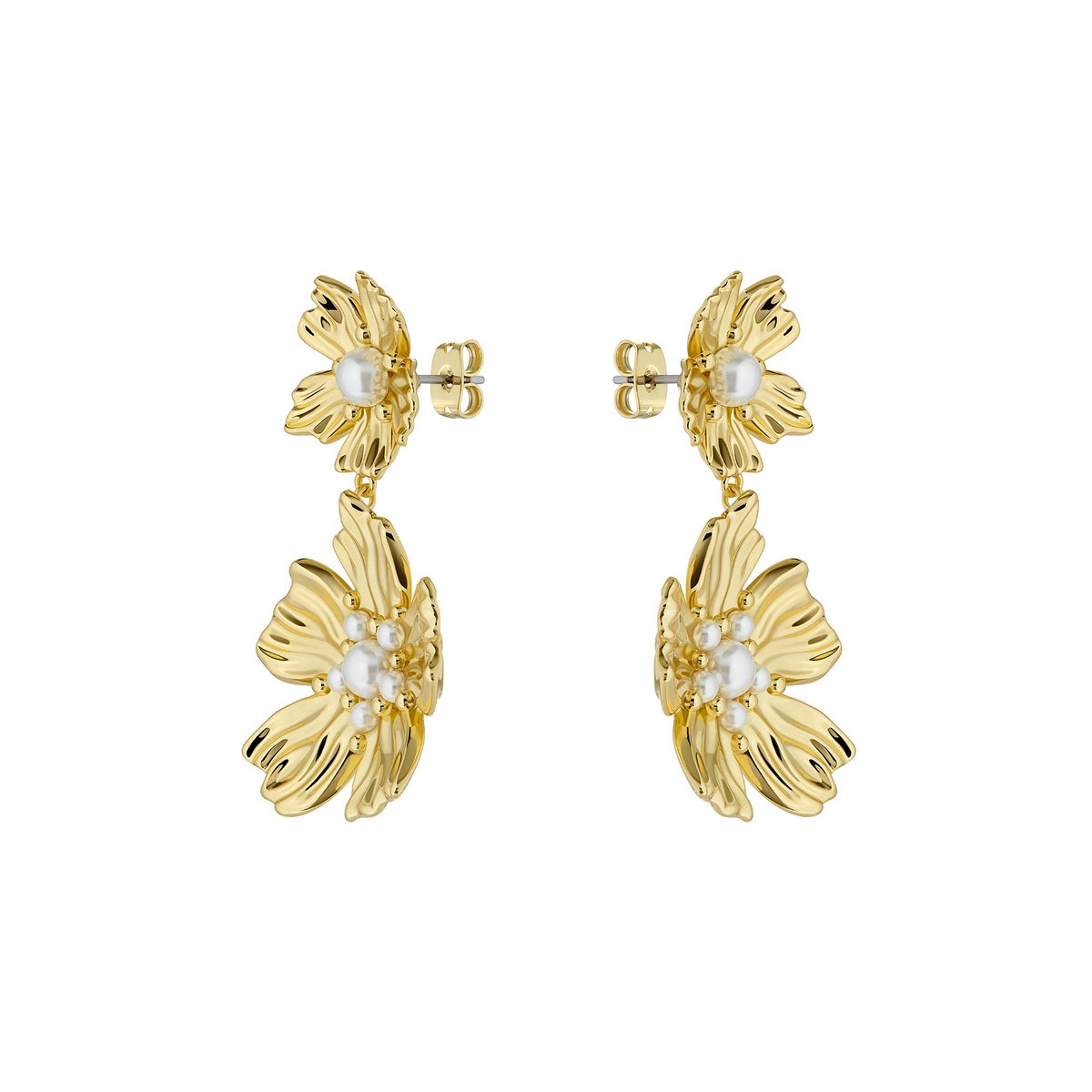 ted baker petaria: flower statement drop earrings gold tone pearl