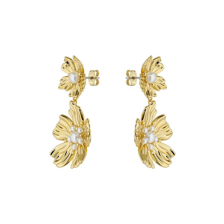 ted baker petaria: flower statement drop earrings gold tone pearl