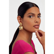 ted baker petaria: flower statement drop earrings gold tone pearl