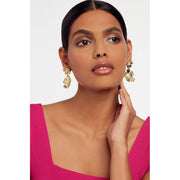 ted baker petaria: flower statement drop earrings gold tone pearl