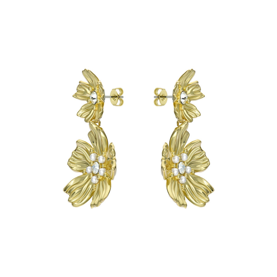 ted baker pettala: flower statement gold tone pearl & crystal drop earrings