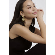 ted baker pettala: flower statement gold tone pearl & crystal drop earrings