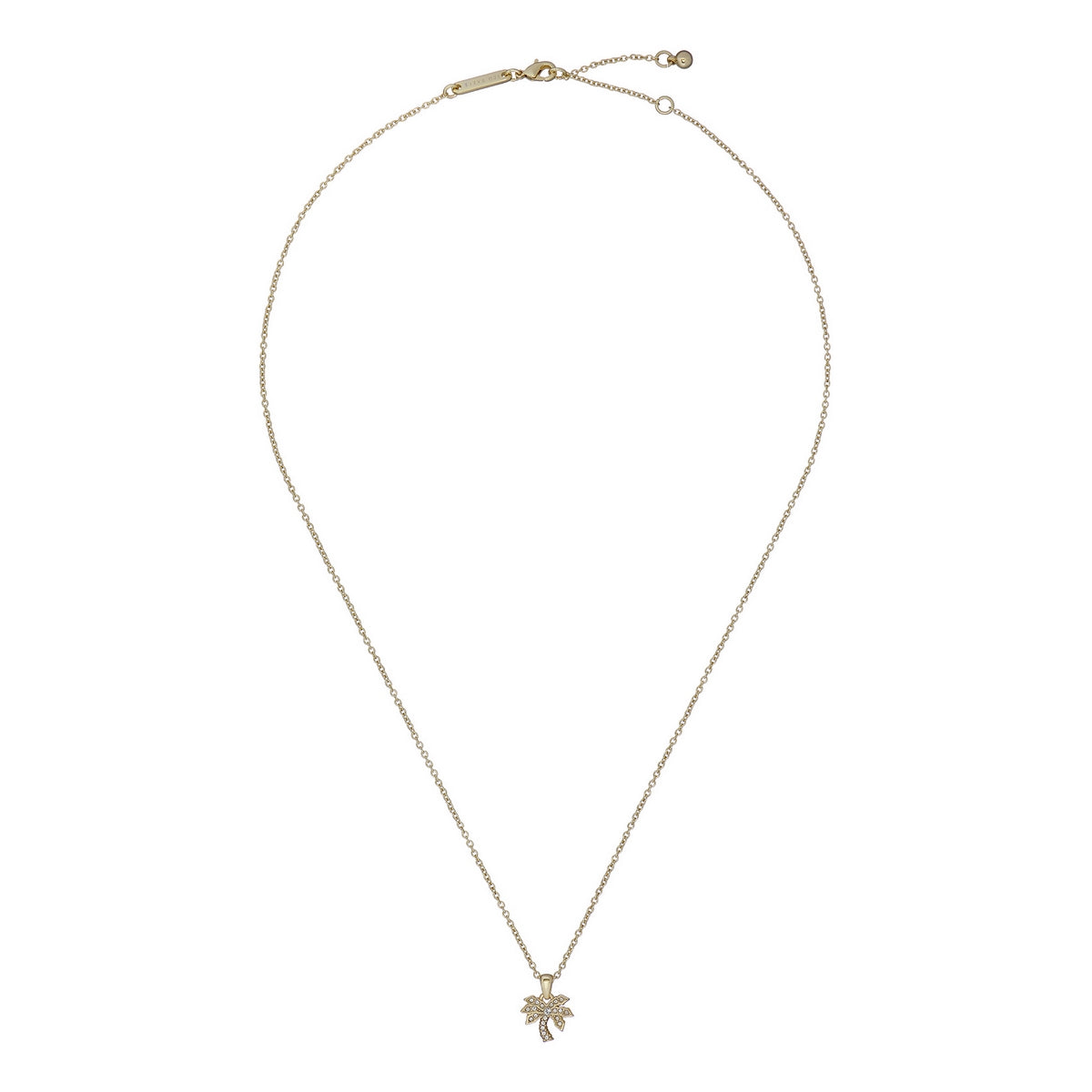 ted baker palmele: crystal palm tree pendant necklace gold tone, clear crystal