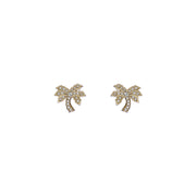 ted baker palmria: crystal palm tree stud earrings gold tone, clear crystal