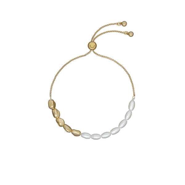 ted baker inela: island pearl bead adjustable bracelet gold tone, pearl