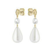 ted baker inelies: island pearl statement drop earrings gold tone, pearl