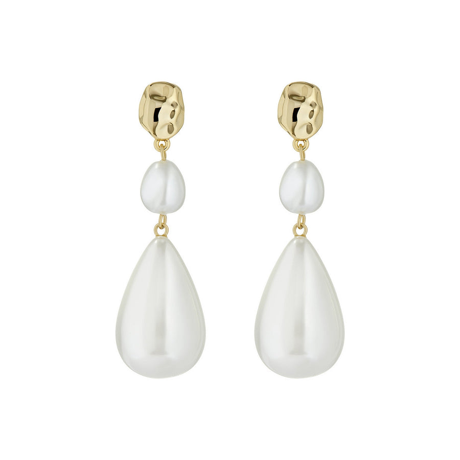 ted baker inelies: island pearl statement drop earrings gold tone, pearl