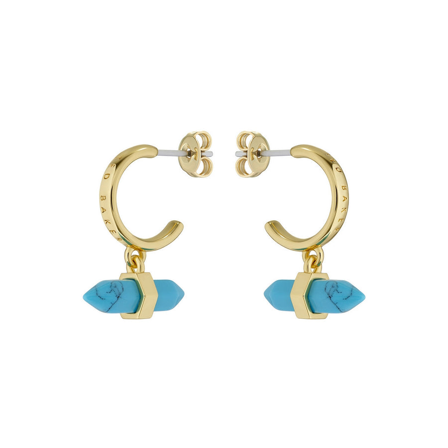 ted baker parin: paradise rock huggie earrings gold tone, turquoise