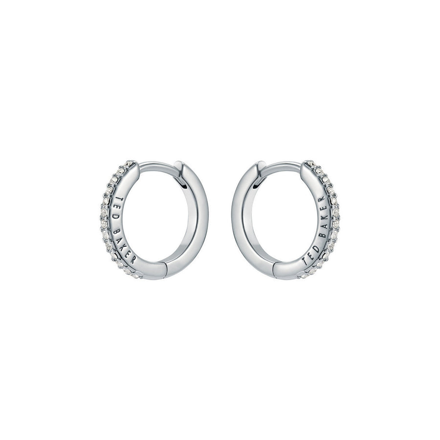 ted baker heplie: crystal hoop earrings (14mm) silver tone, clear crystal