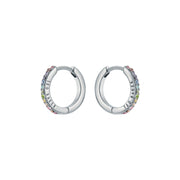 ted baker heplie: crystal hoop earrings (14mm) silver tone, rainbow crystal