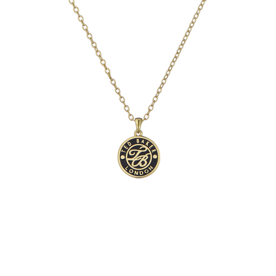 ted baker monella: monogram button pendant necklace gold tone, black