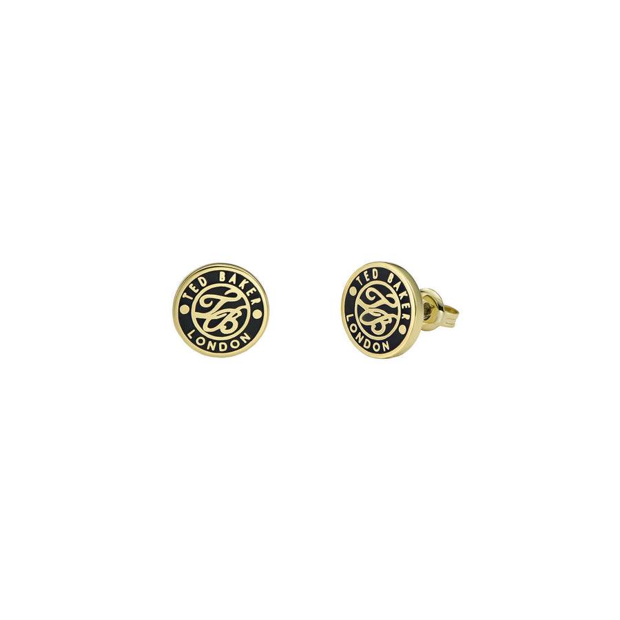 ted baker monlia: monogram button stud earrings gold tone, black