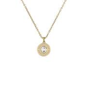 ted baker cherlie: crystal button pendant necklace gold tone, pink, clear crystal