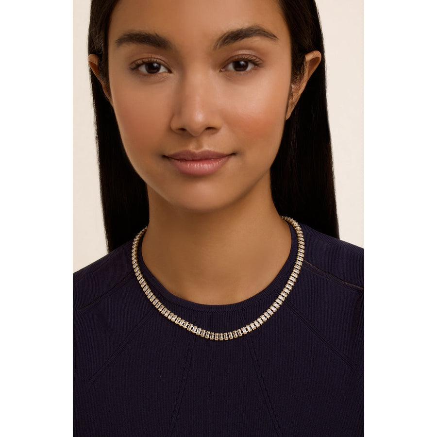 ted baker isabeau: crystal baguette necklace, gold tone, clear crystal