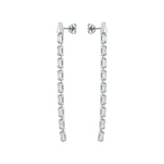 ted baker isalie: crystal baguette slinky drop earrings silver tone, clear crystal