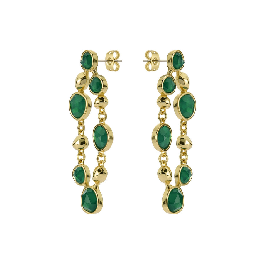ted baker perial: pebble stone statement drop earrings gold tone, green