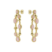 ted baker perial: pebble stone statement drop earrings gold tone, pink