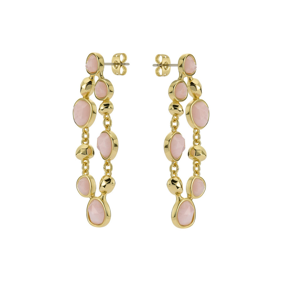 ted baker perial: pebble stone statement drop earrings gold tone, pink