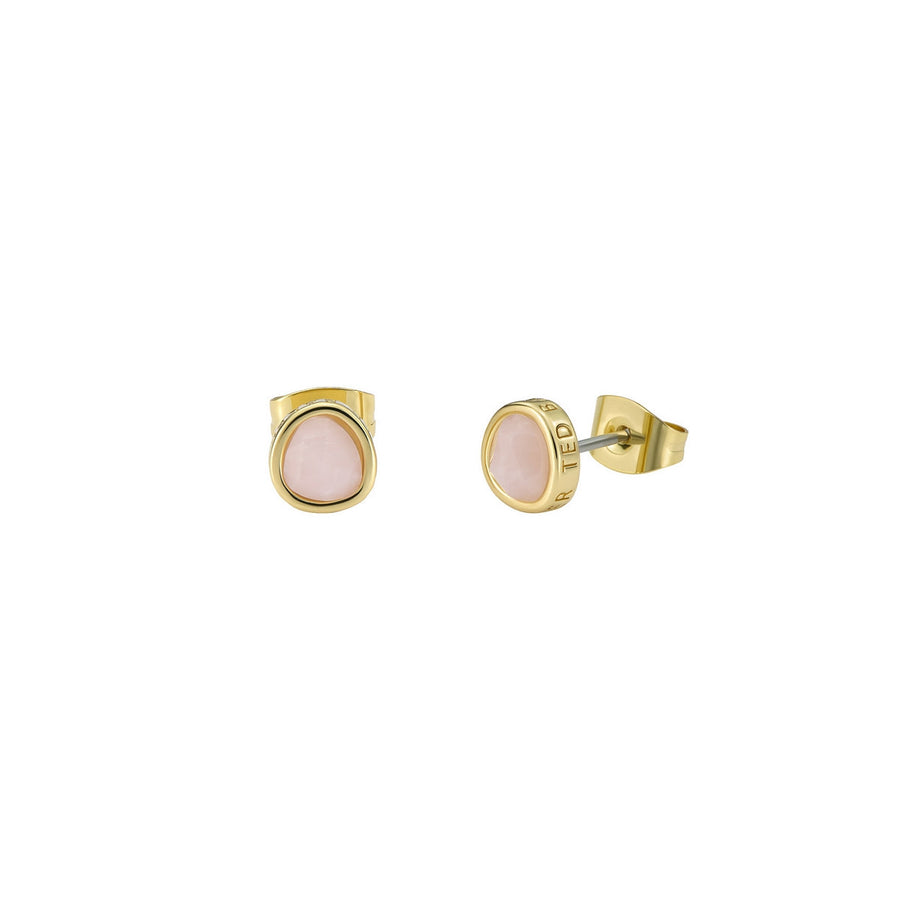 ted baker peliea: pebble stone stud earrings gold tone, pink