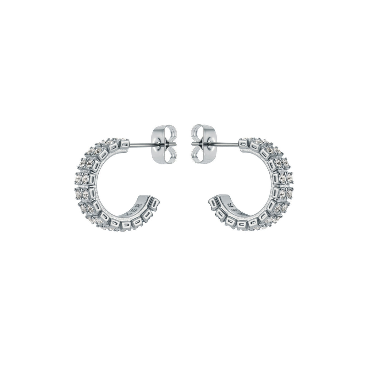 ted baker mellrie: small double crystal hoop earrings silver tone, clear crystal