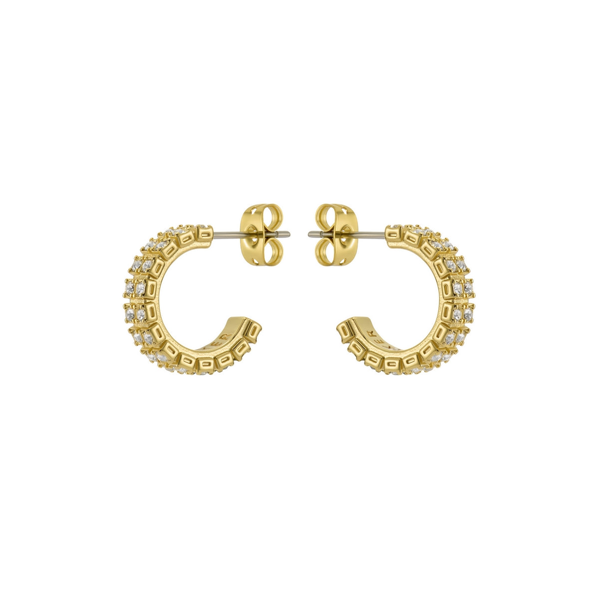 ted baker mellrie: small double crystal hoop earrings gold tone, clear crystal