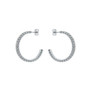 ted baker mellia: medium double crystal hoop earrings silver tone, clear crystal