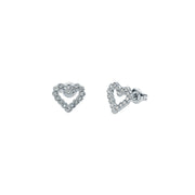 ted baker amorina crystal halo heart stud earrings, silver tone, clear crystal