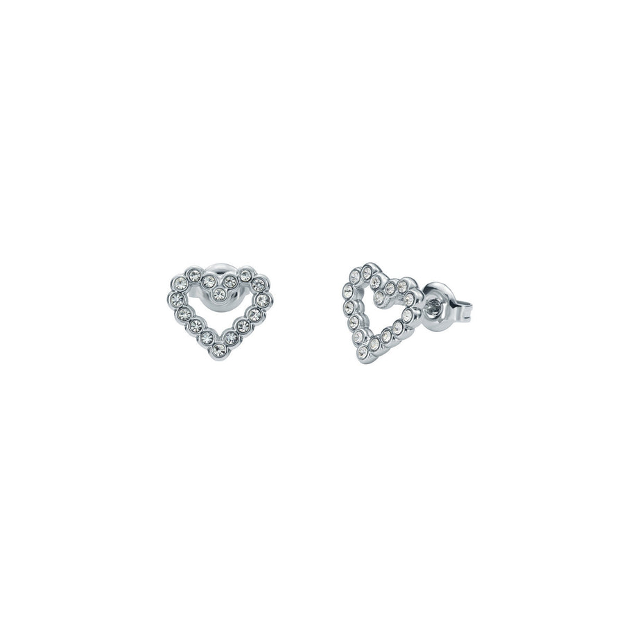 ted baker amorina crystal halo heart stud earrings, silver tone, clear crystal