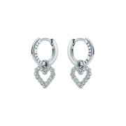ted baker amora: crystal halo heart huggie earrings silver tone, clear crystal