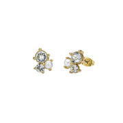 ted baker joyaa: jewel cluster stud earrings, gold tone, pearl, clear crystal