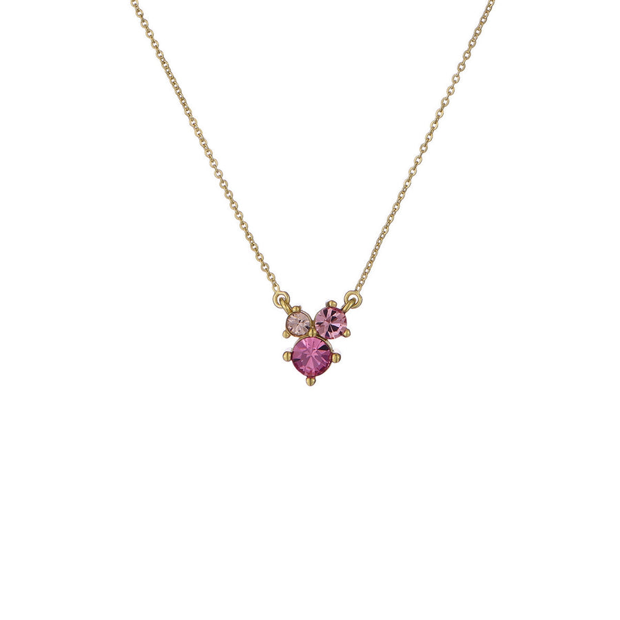 ted baker joyelle: jewel cluster pendant necklace gold tone, pink multi crystal