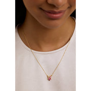 ted baker joyelle: jewel cluster pendant necklace gold tone, pink multi crystal