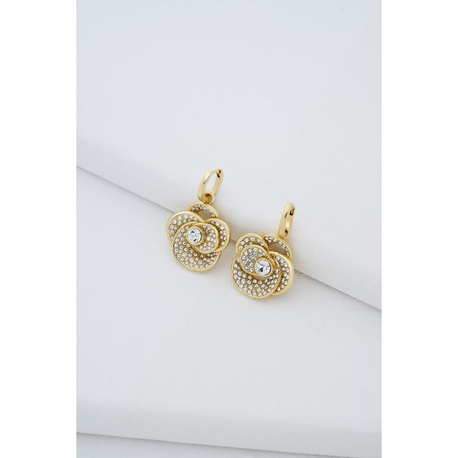 ted baker florence: crystal flower gold tone, crysatal drop earrings