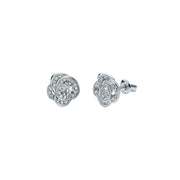 ted baker florine: crystal flower stud earrings silver tone, clear crystal