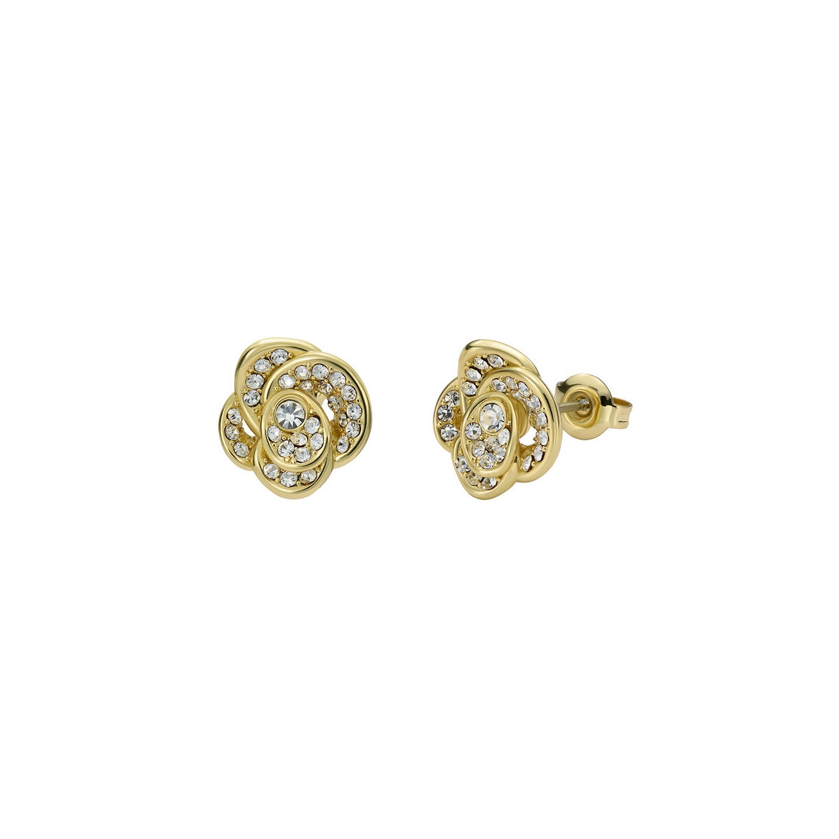 ted baker florine: crystal flower stud earrings gold tone, clear crystal