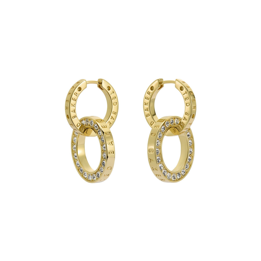 ted baker lina: double link crystal drop earrings gold tone