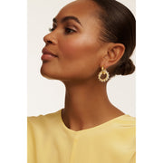 ted baker lorrie: double logo link drop earrings gold tone