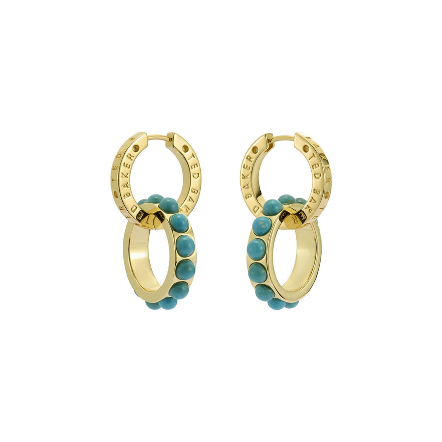 ted baker lorrie: double logo link drop earrings gold tone