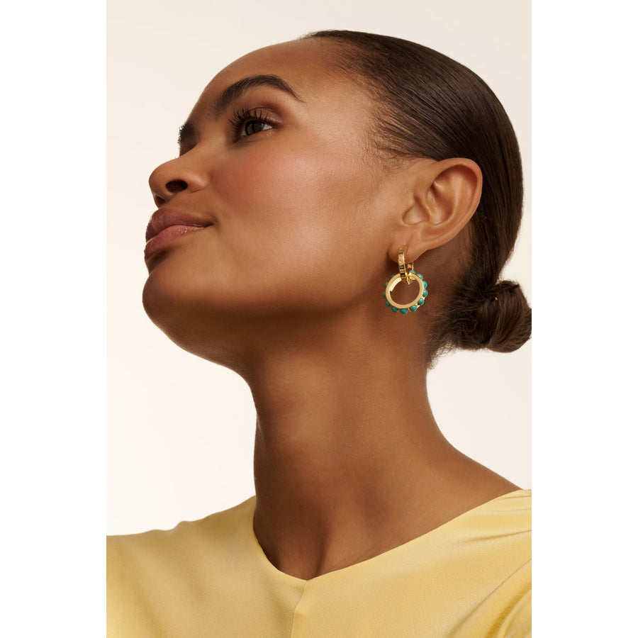 ted baker lorrie: double logo link drop earrings gold tone